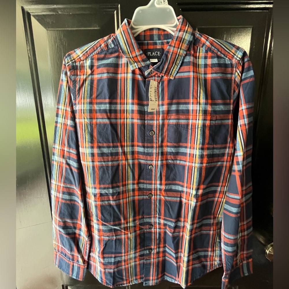 NWT Children’s Place Boys Plaid Dress Shirt - Sz XXL/16